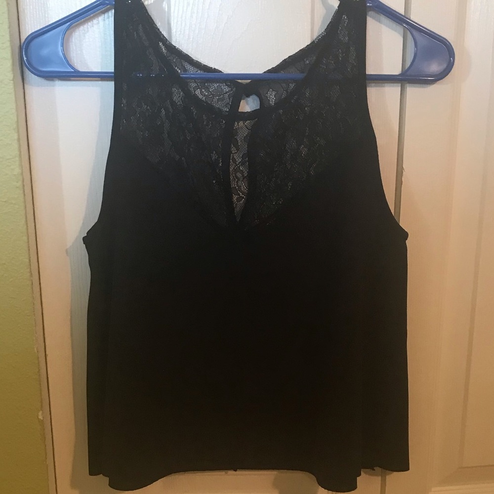 Express lace yoke crop top